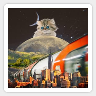 Metropolitan Dreams: A Surreal Collage to Wanderlust Sticker